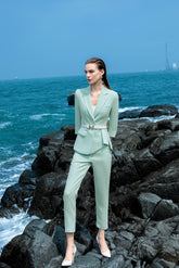 Mint Green Professional Pant Suit Sets - FashionByTeresa
